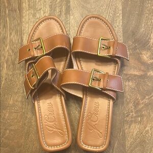 J. Crew Tan Leather Buckle Sandals